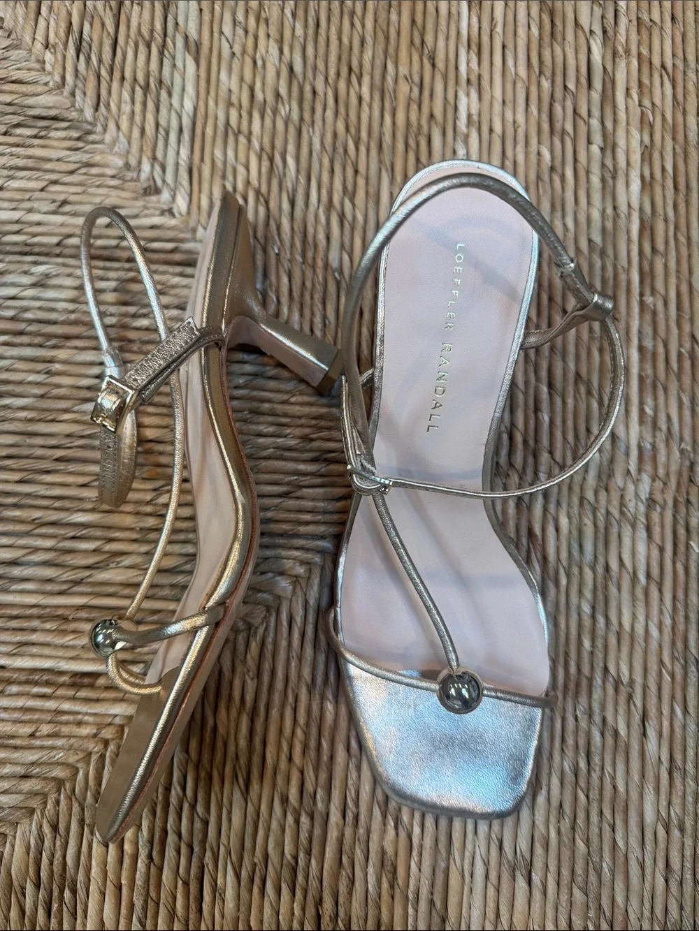 Loeffler Randall Triana Metallic Gold Strappy Slingback Sandals